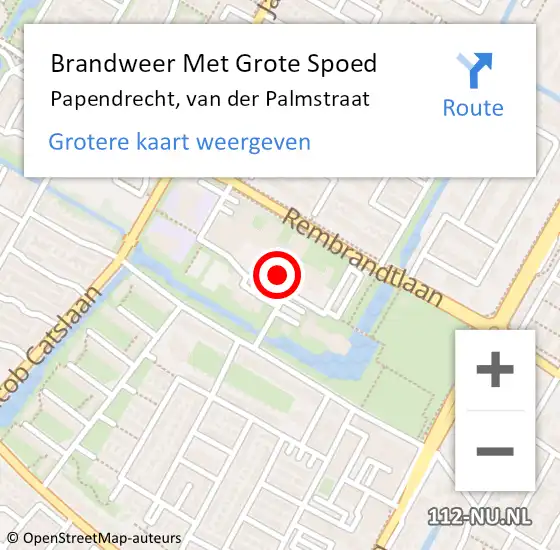 Locatie op kaart van de 112 melding: Brandweer Met Grote Spoed Naar Papendrecht, van der Palmstraat op 13 mei 2024 11:30