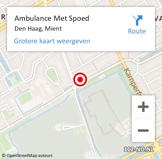 Locatie op kaart van de 112 melding: Ambulance Met Spoed Naar Den Haag, Mient op 13 mei 2024 11:38