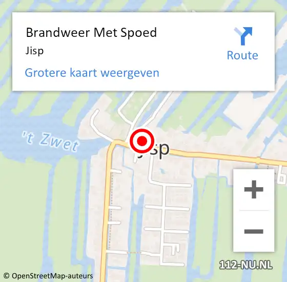 Locatie op kaart van de 112 melding: Brandweer Met Spoed Naar Jisp op 13 mei 2024 11:44