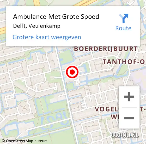 Locatie op kaart van de 112 melding: Ambulance Met Grote Spoed Naar Delft, Veulenkamp op 13 mei 2024 11:46