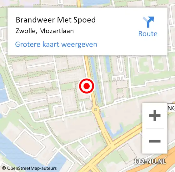Locatie op kaart van de 112 melding: Brandweer Met Spoed Naar Zwolle, Mozartlaan op 13 mei 2024 11:58