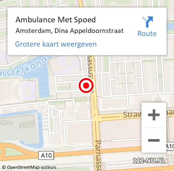 Locatie op kaart van de 112 melding: Ambulance Met Spoed Naar Amsterdam, Dina Appeldoornstraat op 13 mei 2024 12:05