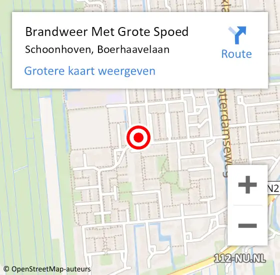 Locatie op kaart van de 112 melding: Brandweer Met Grote Spoed Naar Schoonhoven, Boerhaavelaan op 13 mei 2024 12:13
