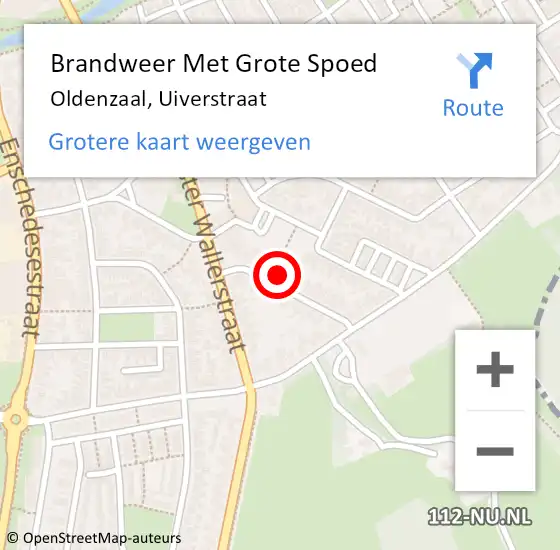 Locatie op kaart van de 112 melding: Brandweer Met Grote Spoed Naar Oldenzaal, Uiverstraat op 13 mei 2024 12:14