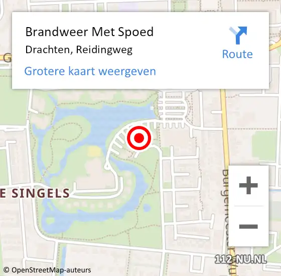 Locatie op kaart van de 112 melding: Brandweer Met Spoed Naar Drachten, Reidingweg op 13 mei 2024 12:46