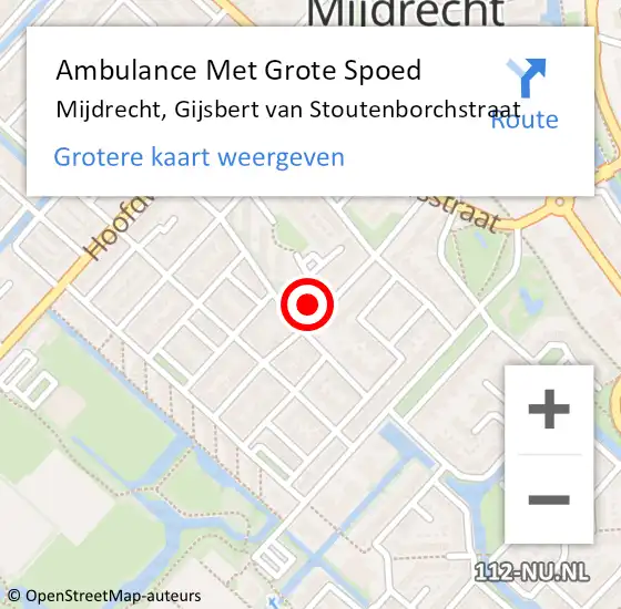 Locatie op kaart van de 112 melding: Ambulance Met Grote Spoed Naar Mijdrecht, Gijsbert van Stoutenborchstraat op 13 mei 2024 12:48