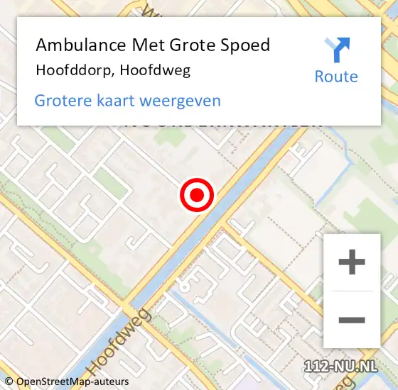 Locatie op kaart van de 112 melding: Ambulance Met Grote Spoed Naar Hoofddorp, Hoofdweg op 13 mei 2024 12:50