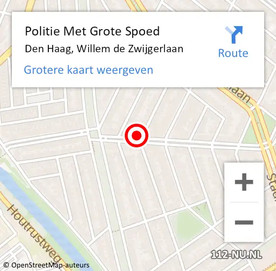Locatie op kaart van de 112 melding: Politie Met Grote Spoed Naar Den Haag, Willem de Zwijgerlaan op 13 mei 2024 12:51