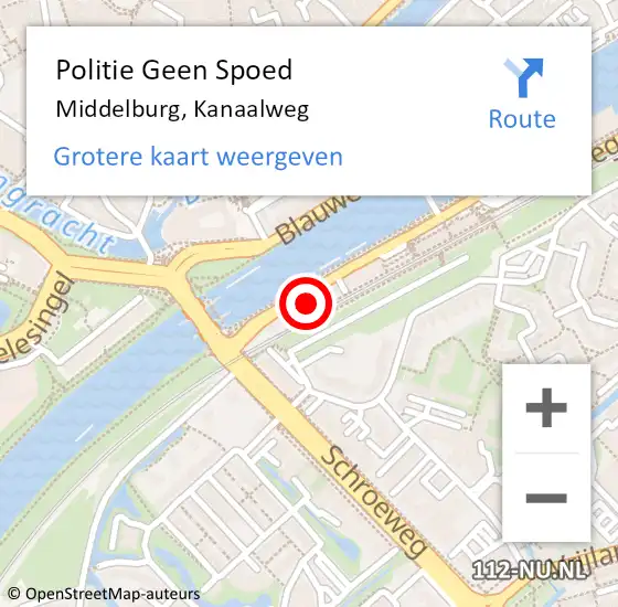 Locatie op kaart van de 112 melding: Politie Geen Spoed Naar Middelburg, Kanaalweg op 13 mei 2024 12:55
