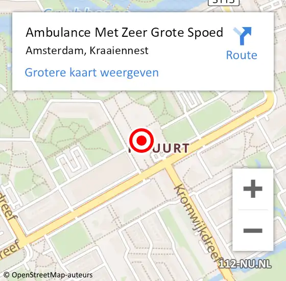 Locatie op kaart van de 112 melding: Ambulance Met Zeer Grote Spoed Naar Amsterdam, Kraaiennest op 13 mei 2024 12:56