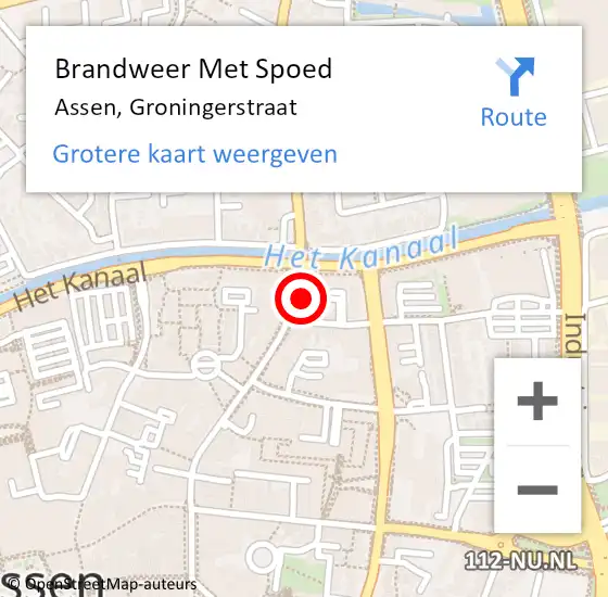Locatie op kaart van de 112 melding: Brandweer Met Spoed Naar Assen, Groningerstraat op 13 mei 2024 12:56