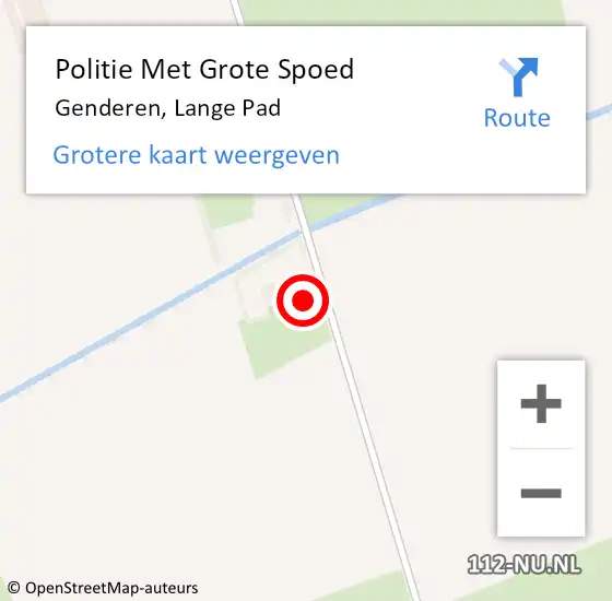 Locatie op kaart van de 112 melding: Politie Met Grote Spoed Naar Genderen, Lange Pad op 13 mei 2024 12:56