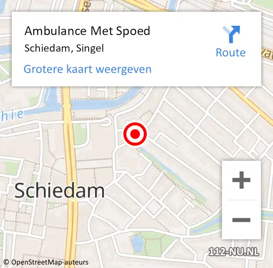 Locatie op kaart van de 112 melding: Ambulance Met Spoed Naar Schiedam, Singel op 13 mei 2024 12:57