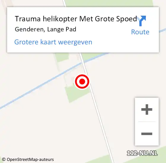 Locatie op kaart van de 112 melding: Trauma helikopter Met Grote Spoed Naar Genderen, Lange Pad op 13 mei 2024 13:00