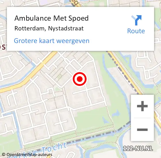 Locatie op kaart van de 112 melding: Ambulance Met Spoed Naar Rotterdam, Nystadstraat op 13 mei 2024 13:04