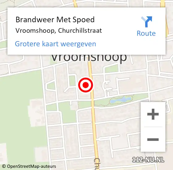 Locatie op kaart van de 112 melding: Brandweer Met Spoed Naar Vroomshoop, Churchillstraat op 13 mei 2024 13:08