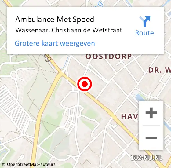 Locatie op kaart van de 112 melding: Ambulance Met Spoed Naar Wassenaar, Christiaan de Wetstraat op 13 mei 2024 13:09