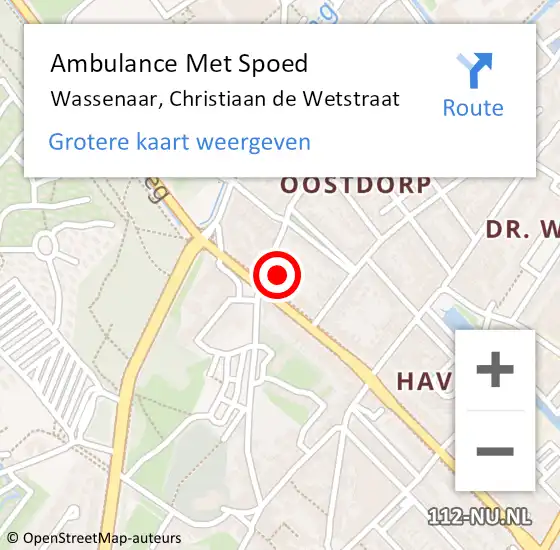 Locatie op kaart van de 112 melding: Ambulance Met Spoed Naar Wassenaar, Christiaan de Wetstraat op 13 mei 2024 13:10