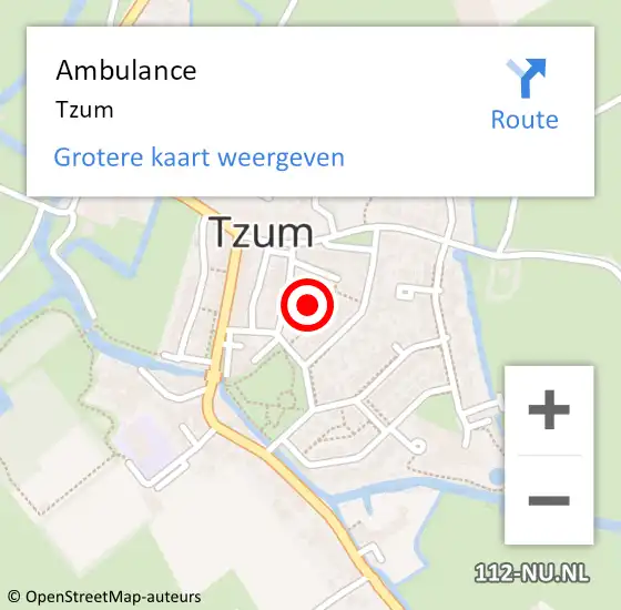 Locatie op kaart van de 112 melding: Ambulance Tzum op 13 mei 2024 13:20