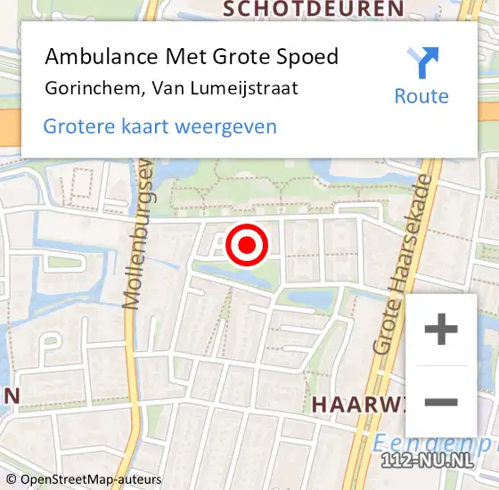 Locatie op kaart van de 112 melding: Ambulance Met Grote Spoed Naar Gorinchem, Van Lumeijstraat op 13 mei 2024 13:24