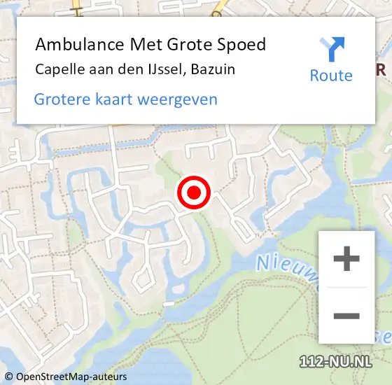 Locatie op kaart van de 112 melding: Ambulance Met Grote Spoed Naar Capelle aan den IJssel, Bazuin op 13 mei 2024 13:35