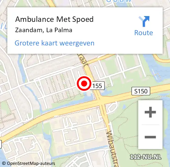 Locatie op kaart van de 112 melding: Ambulance Met Spoed Naar Zaandam, La Palma op 13 mei 2024 13:42