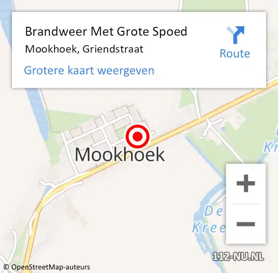 Locatie op kaart van de 112 melding: Brandweer Met Grote Spoed Naar Mookhoek, Griendstraat op 13 mei 2024 13:48