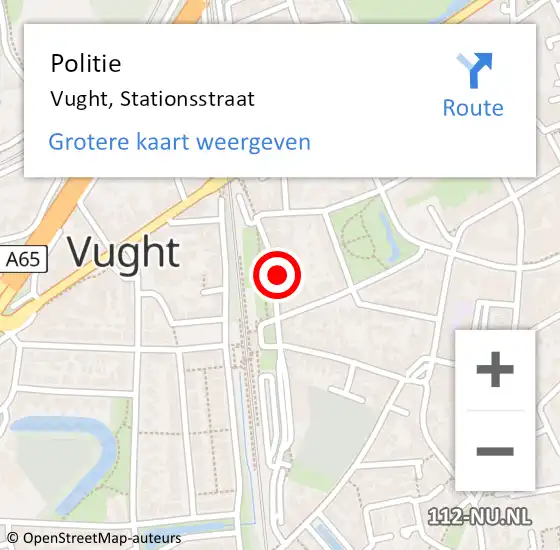 Locatie op kaart van de 112 melding: Politie Vught, Stationsstraat op 13 mei 2024 13:53