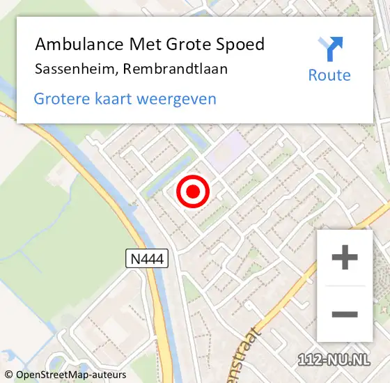 Locatie op kaart van de 112 melding: Ambulance Met Grote Spoed Naar Sassenheim, Rembrandtlaan op 13 mei 2024 13:53