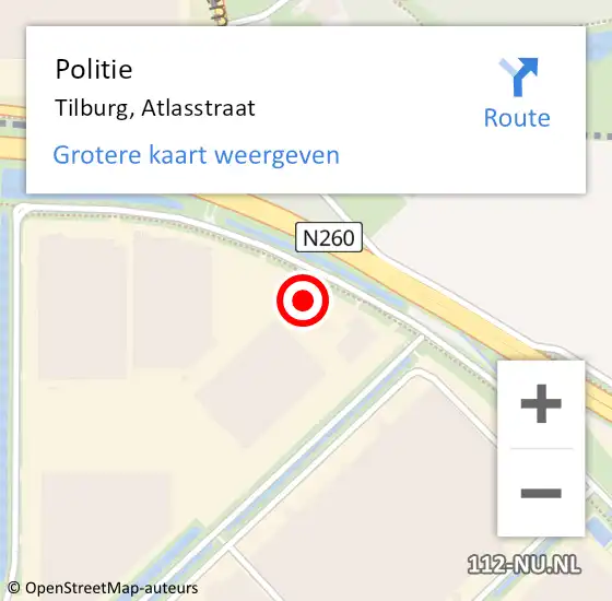 Locatie op kaart van de 112 melding: Politie Tilburg, Atlasstraat op 13 mei 2024 13:56