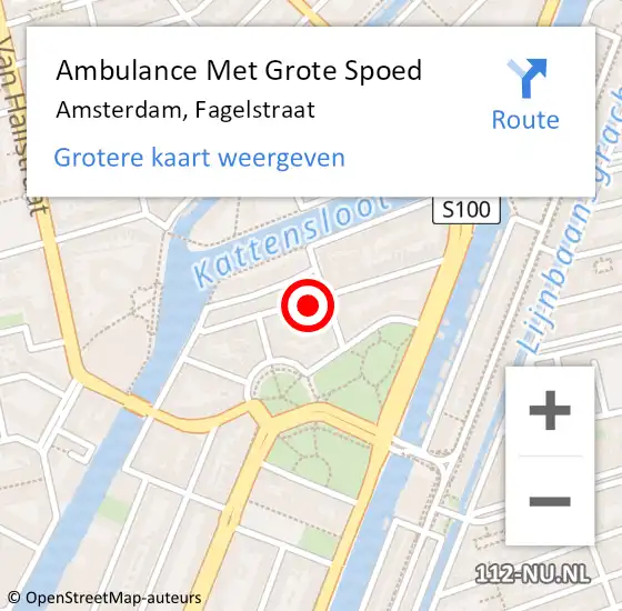 Locatie op kaart van de 112 melding: Ambulance Met Grote Spoed Naar Amsterdam, Fagelstraat op 13 mei 2024 14:07