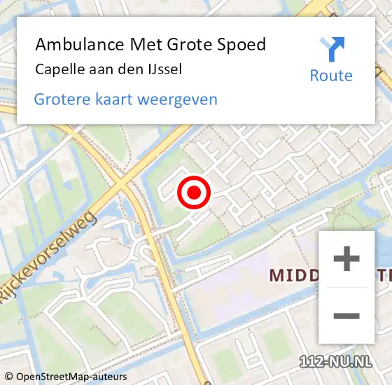 Locatie op kaart van de 112 melding: Ambulance Met Grote Spoed Naar Capelle aan den IJssel op 13 mei 2024 14:12