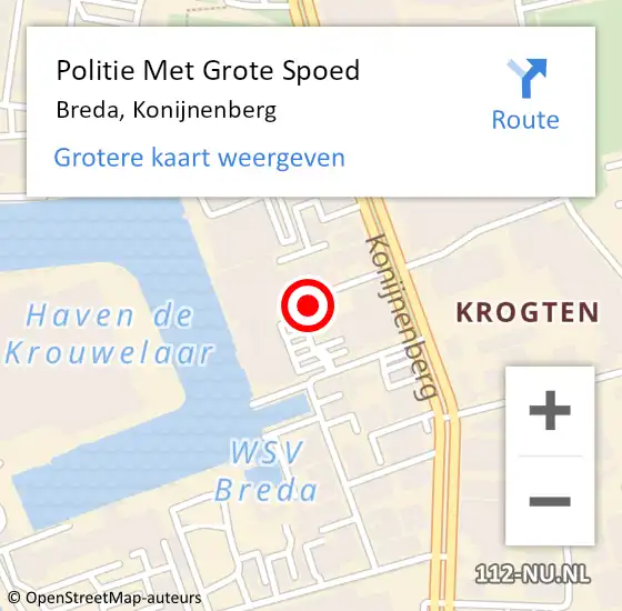 Locatie op kaart van de 112 melding: Politie Met Grote Spoed Naar Breda, Konijnenberg op 13 mei 2024 14:12