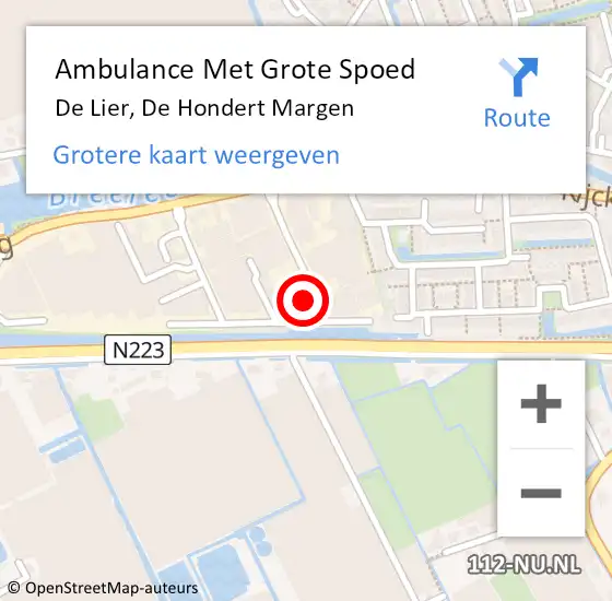 Locatie op kaart van de 112 melding: Ambulance Met Grote Spoed Naar De Lier, De Hondert Margen op 13 mei 2024 14:23