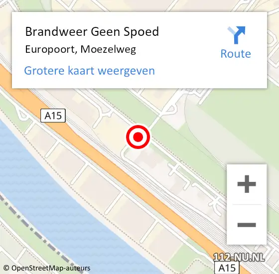 Locatie op kaart van de 112 melding: Brandweer Geen Spoed Naar Europoort, Moezelweg op 13 mei 2024 14:41