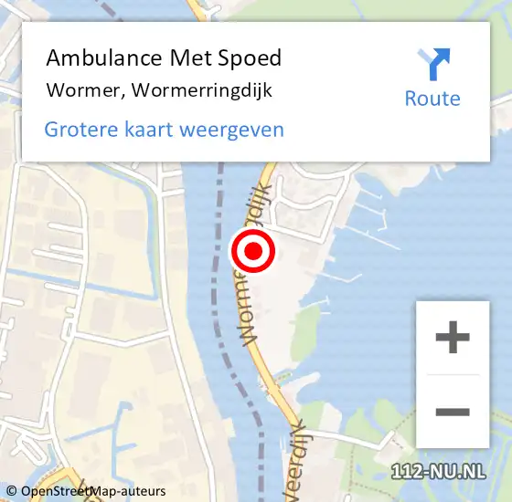Locatie op kaart van de 112 melding: Ambulance Met Spoed Naar Wormer, Wormerringdijk op 13 mei 2024 14:46