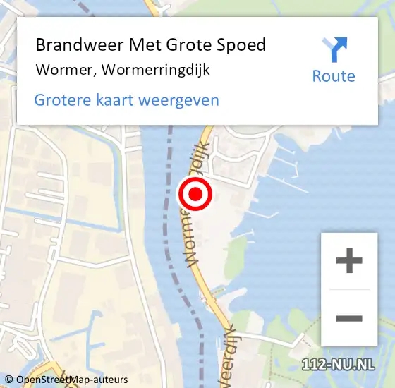 Locatie op kaart van de 112 melding: Brandweer Met Grote Spoed Naar Wormer, Wormerringdijk op 13 mei 2024 14:46