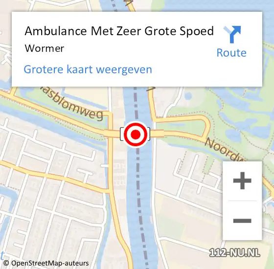 Locatie op kaart van de 112 melding: Ambulance Met Zeer Grote Spoed Naar Wormer op 13 mei 2024 14:55