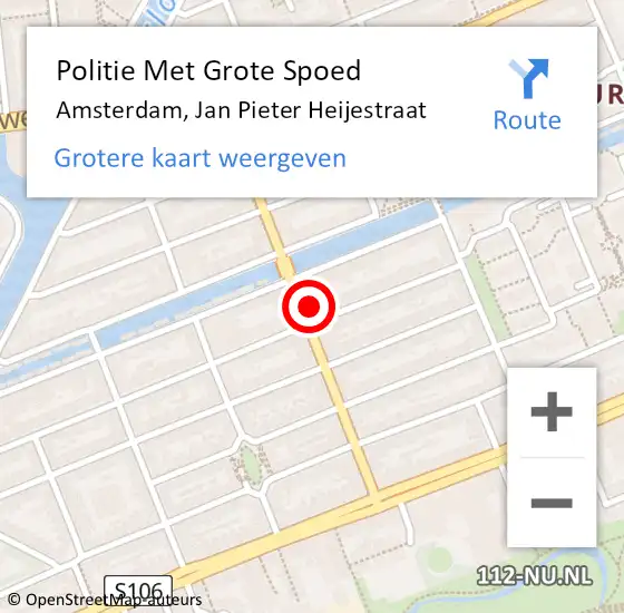 Locatie op kaart van de 112 melding: Politie Met Grote Spoed Naar Amsterdam, Jan Pieter Heijestraat op 13 mei 2024 15:00