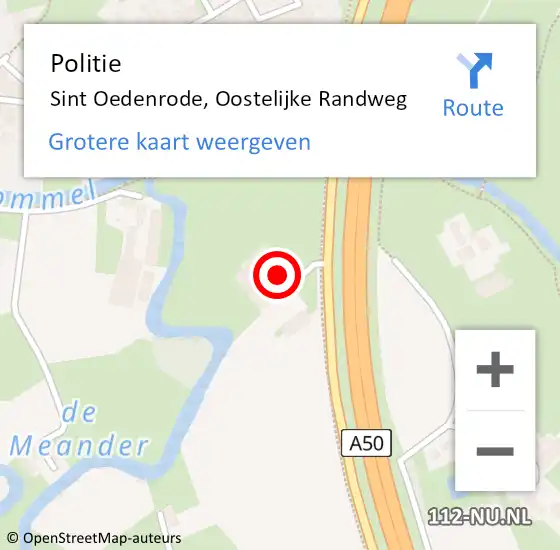 Locatie op kaart van de 112 melding: Politie Sint Oedenrode, Oostelijke Randweg op 13 mei 2024 15:03