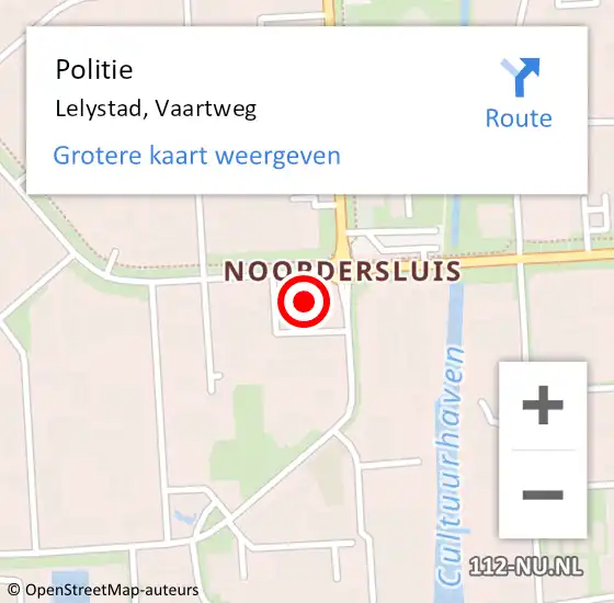 Locatie op kaart van de 112 melding: Politie Lelystad, Vaartweg op 13 mei 2024 15:07