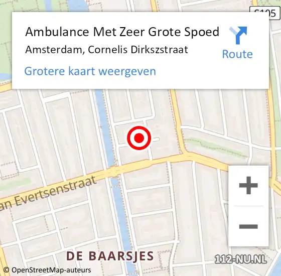 Locatie op kaart van de 112 melding: Ambulance Met Zeer Grote Spoed Naar Amsterdam, Cornelis Dirkszstraat op 13 mei 2024 15:11