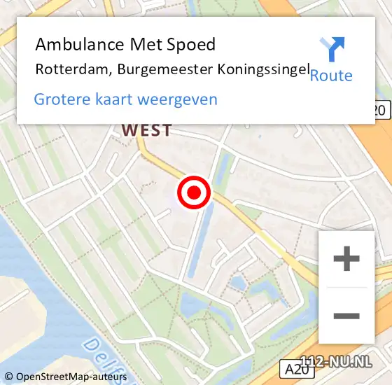 Locatie op kaart van de 112 melding: Ambulance Met Spoed Naar Rotterdam, Burgemeester Koningssingel op 13 mei 2024 15:20