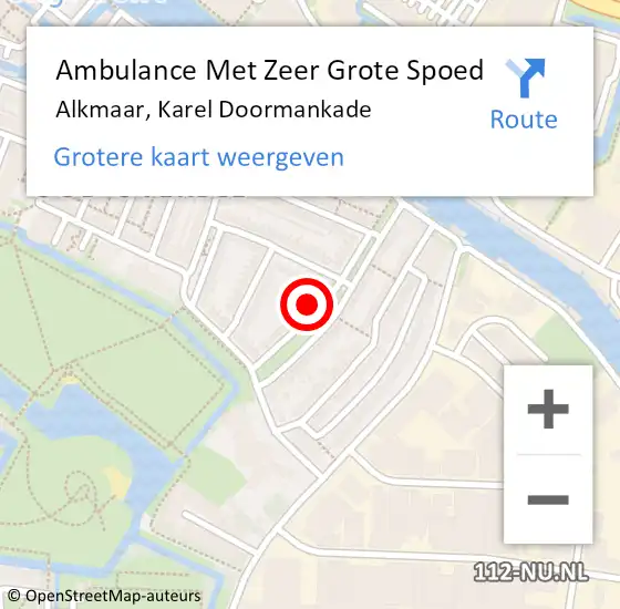 Locatie op kaart van de 112 melding: Ambulance Met Zeer Grote Spoed Naar Alkmaar, Karel Doormankade op 13 mei 2024 15:25