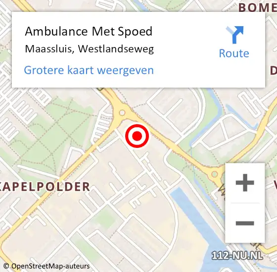 Locatie op kaart van de 112 melding: Ambulance Met Spoed Naar Maassluis, Westlandseweg op 13 mei 2024 15:28