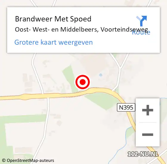 Locatie op kaart van de 112 melding: Brandweer Met Spoed Naar Middelbeers, Voorteindseweg op 13 mei 2024 15:32