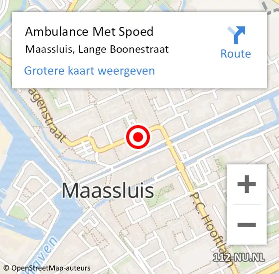 Locatie op kaart van de 112 melding: Ambulance Met Spoed Naar Maassluis, Lange Boonestraat op 13 mei 2024 15:33