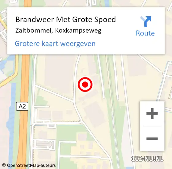 Locatie op kaart van de 112 melding: Brandweer Met Grote Spoed Naar Zaltbommel, Koxkampseweg op 13 mei 2024 15:44