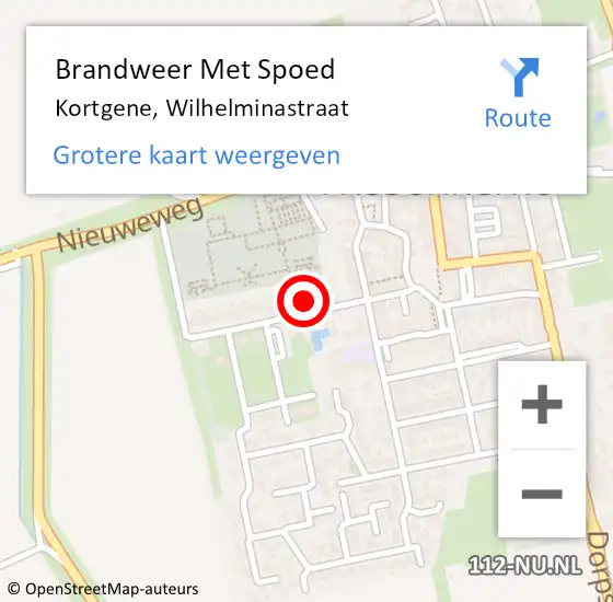 Locatie op kaart van de 112 melding: Brandweer Met Spoed Naar Kortgene, Wilhelminastraat op 13 mei 2024 15:45