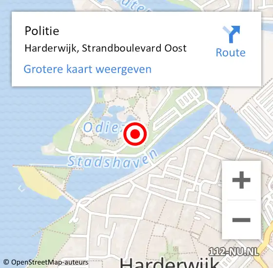 Locatie op kaart van de 112 melding: Politie Harderwijk, Strandboulevard Oost op 13 mei 2024 15:58